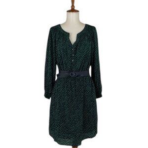 Shoshanna Notch Crew‎ Neck 3/4 Sleeve Blouson Dress